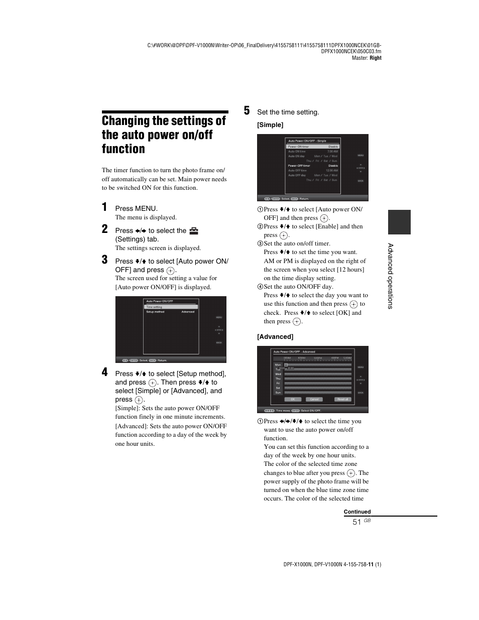 Sony S-Frame DPF-V1000N User Manual | Page 51 / 80
