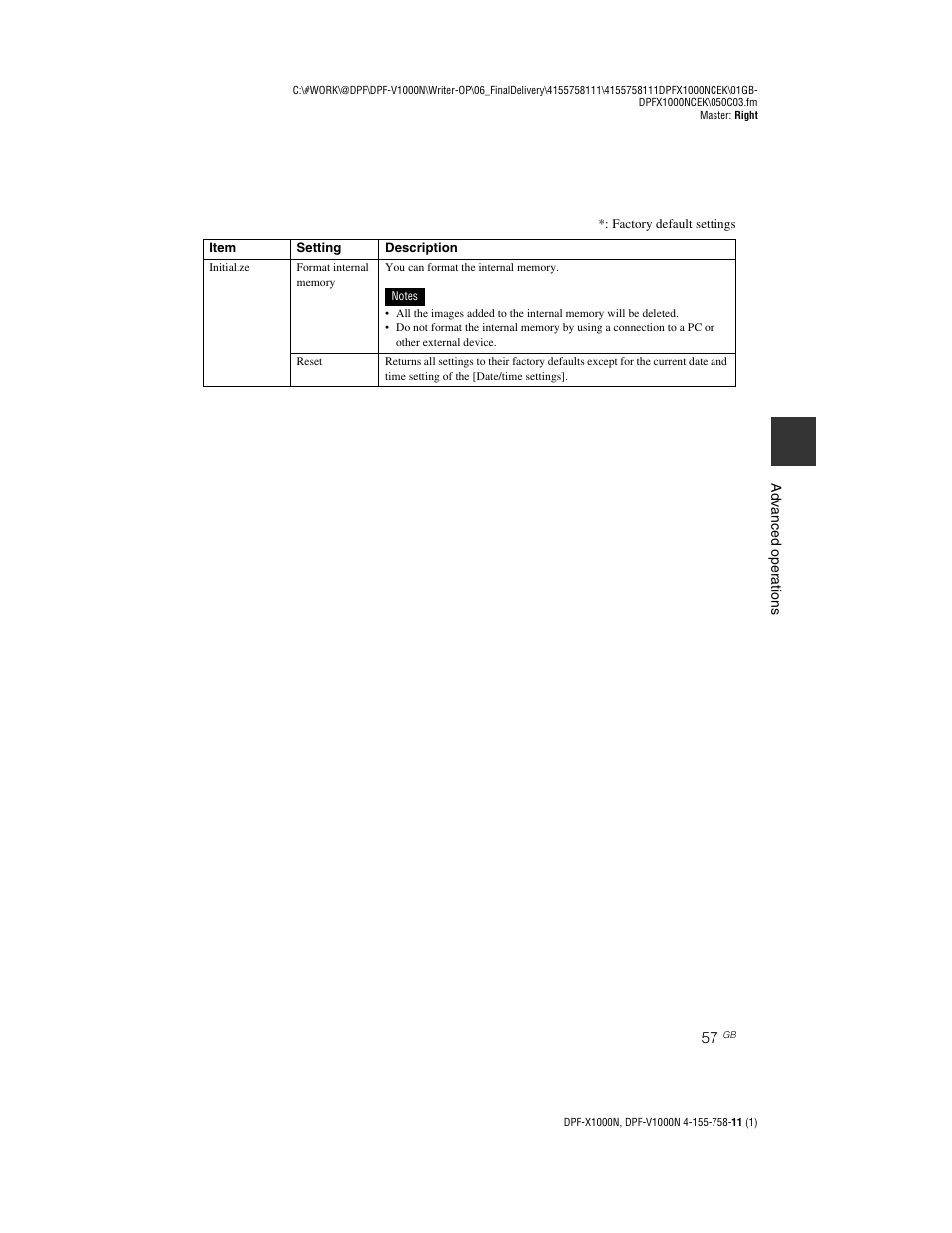 Sony S-Frame DPF-V1000N User Manual | Page 57 / 80
