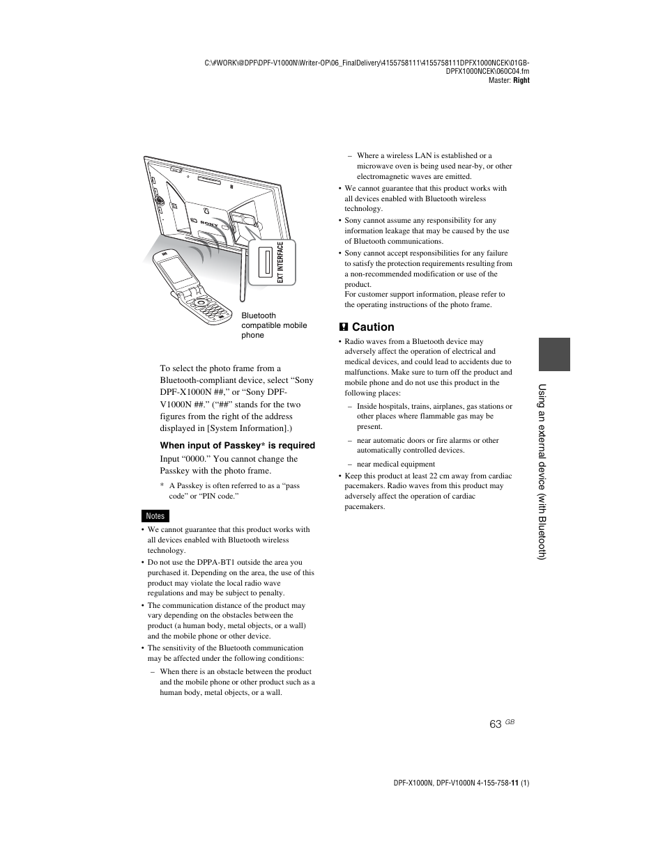 P caution | Sony S-Frame DPF-V1000N User Manual | Page 63 / 80