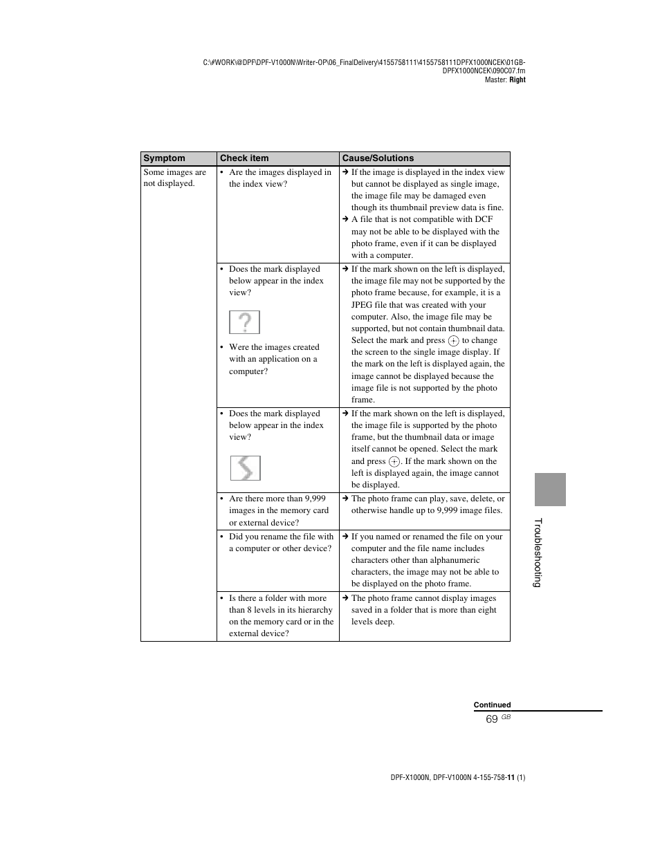 Sony S-Frame DPF-V1000N User Manual | Page 69 / 80