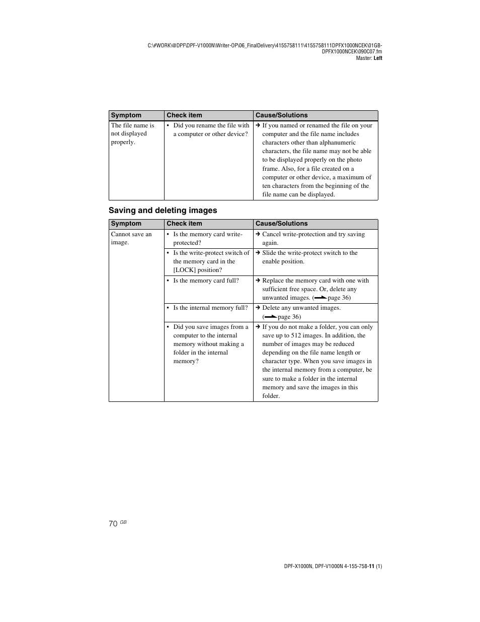 Sony S-Frame DPF-V1000N User Manual | Page 70 / 80