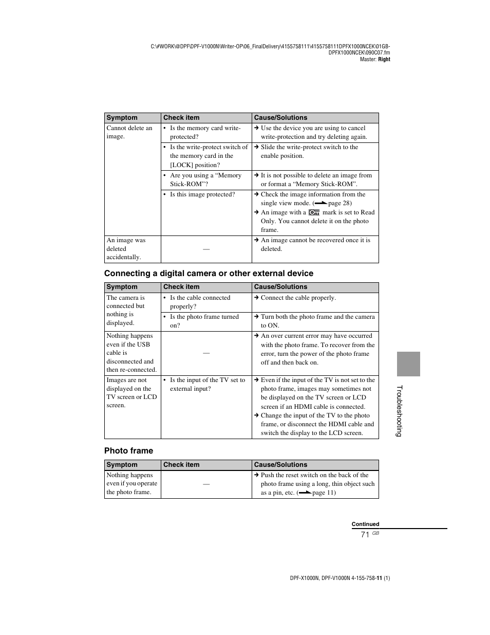 Sony S-Frame DPF-V1000N User Manual | Page 71 / 80