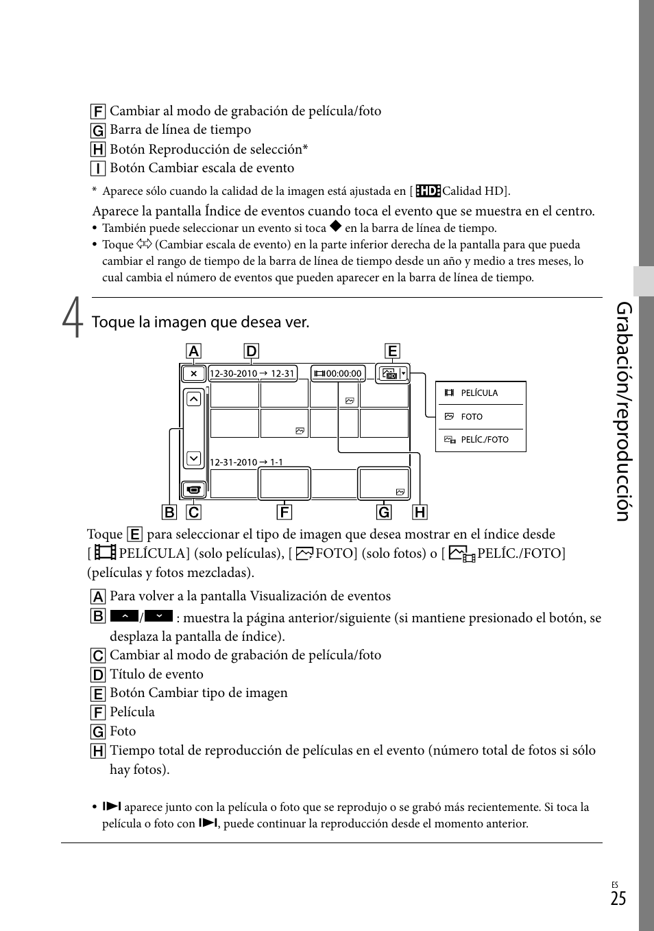 Gr abación/r epr oduc ción | Sony XR160 User Manual | Page 101 / 151