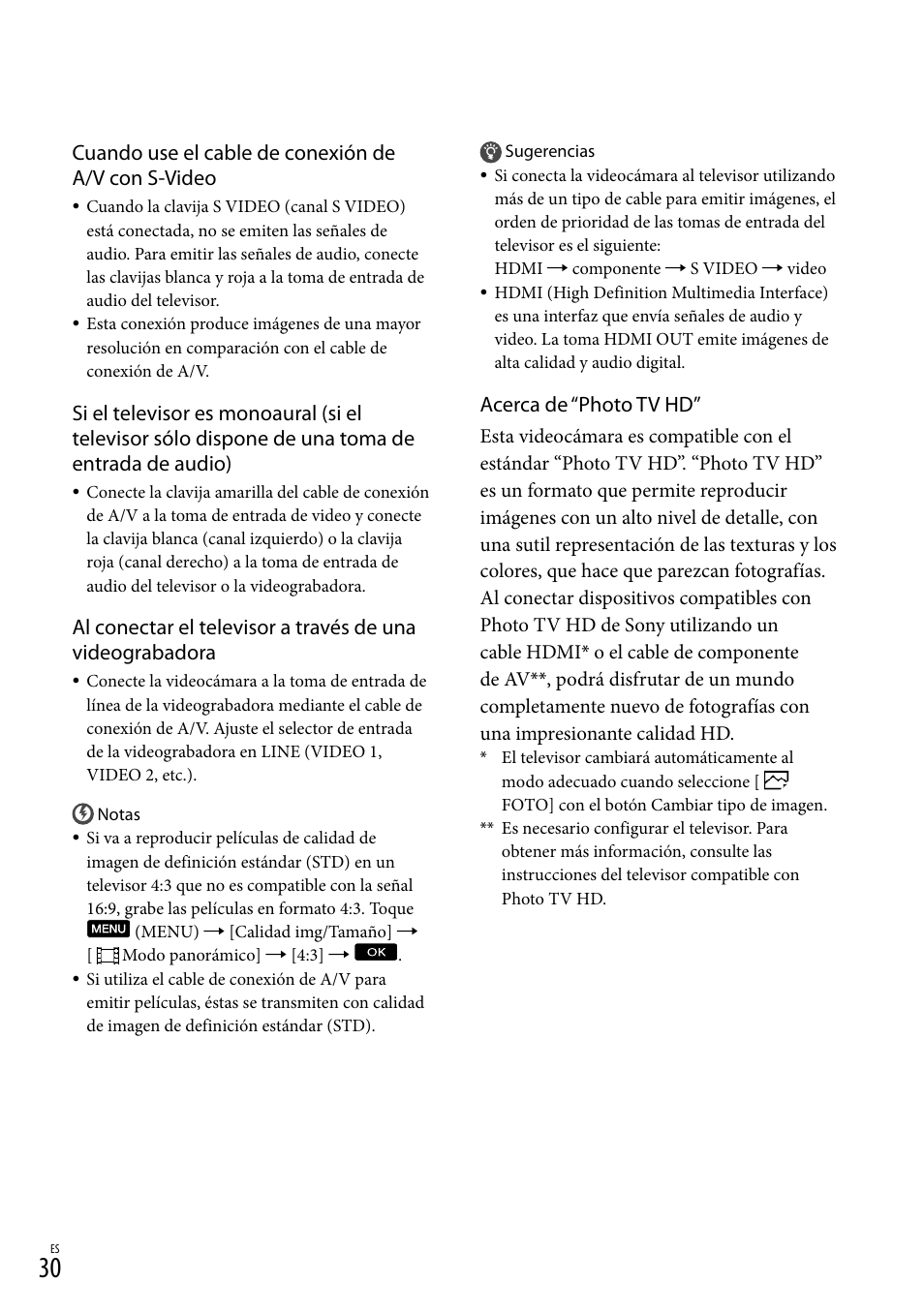 Cuando use el cable de conexión de a/v con s-video, Acerca de “photo tv hd | Sony XR160 User Manual | Page 106 / 151