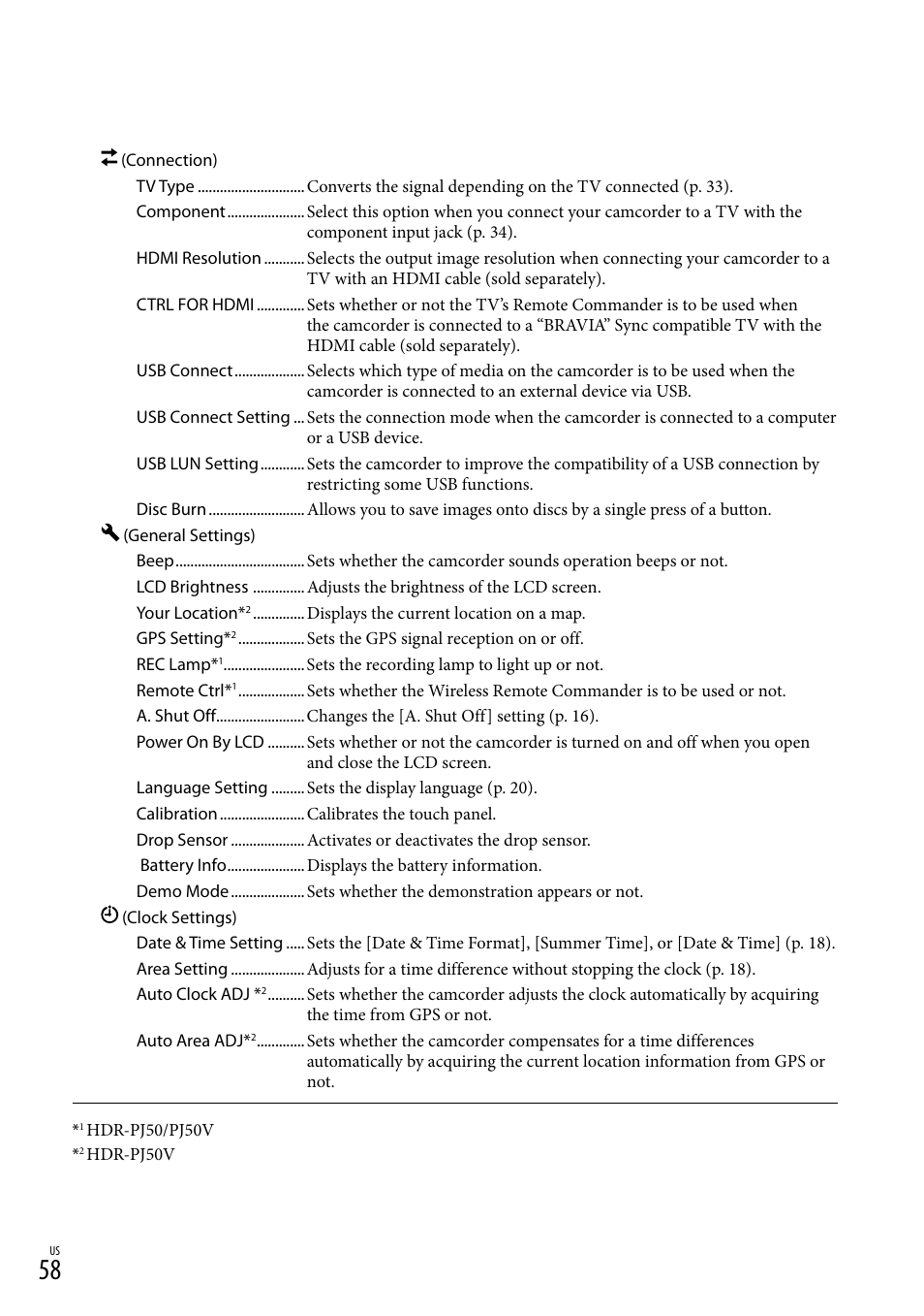 Sony XR160 User Manual | Page 58 / 151