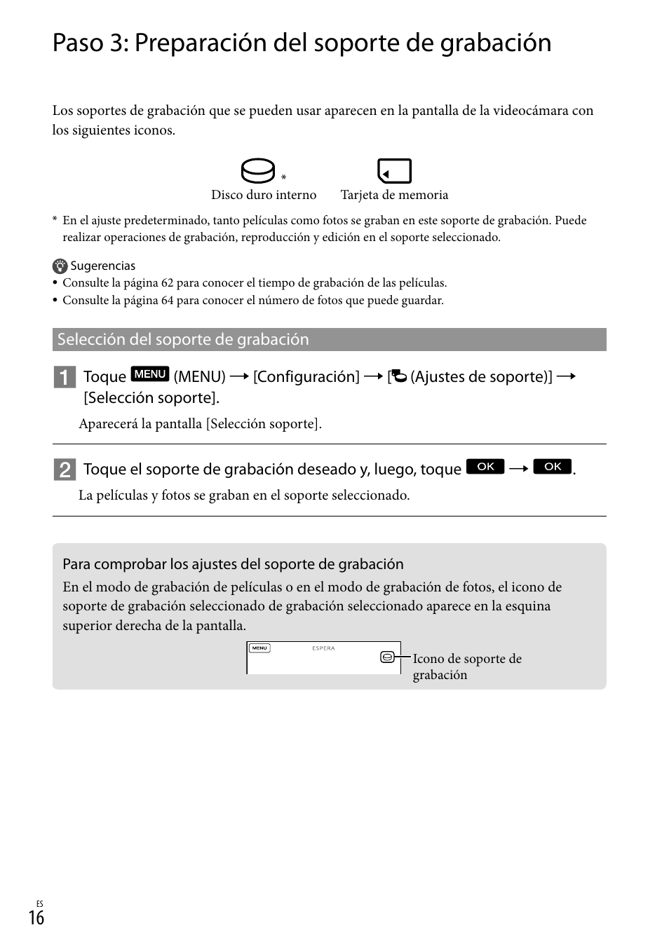 Paso 3: preparación del soporte de grabación | Sony XR160 User Manual | Page 92 / 151