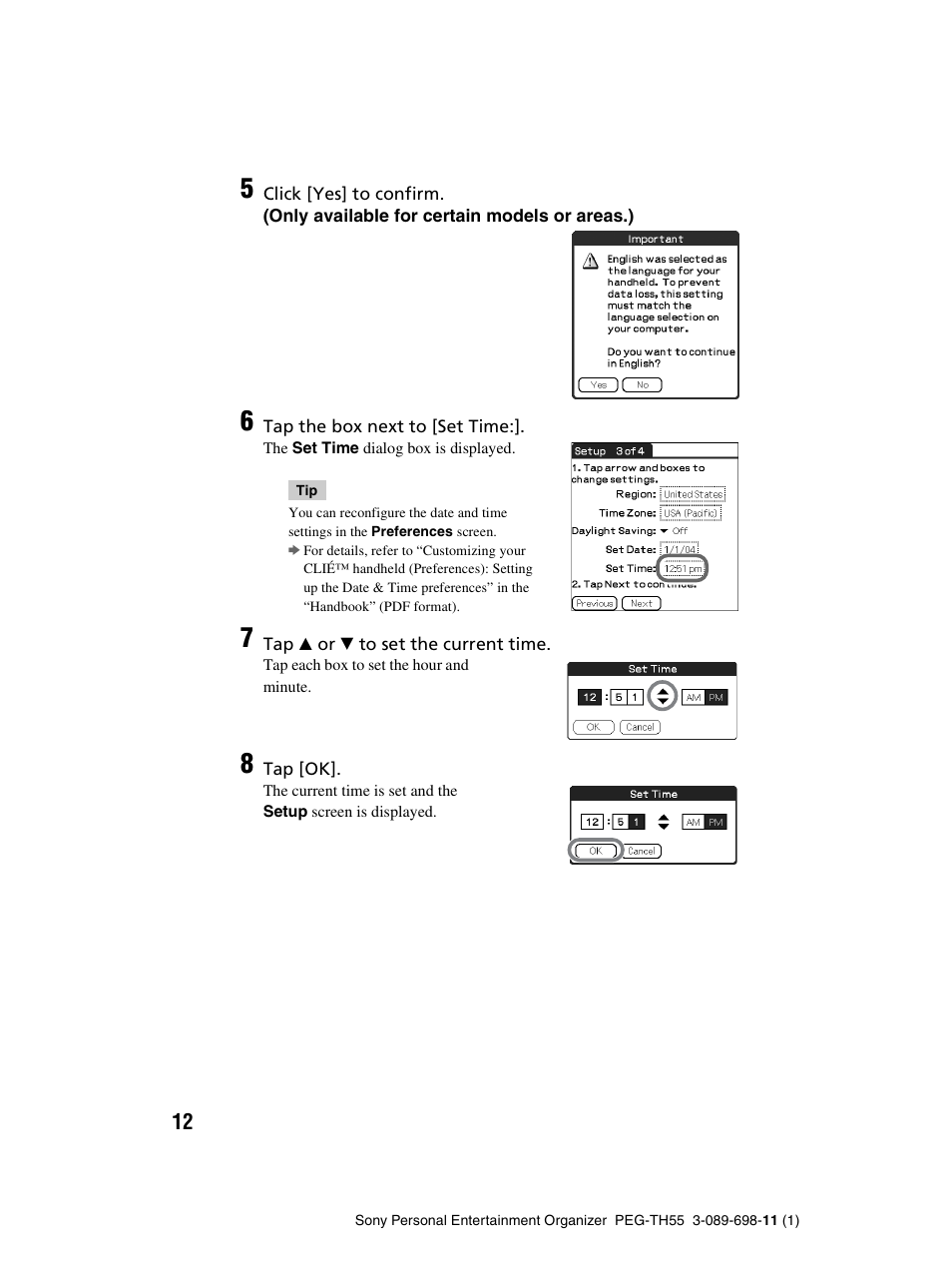 Sony PEG-TH55 User Manual | Page 12 / 104