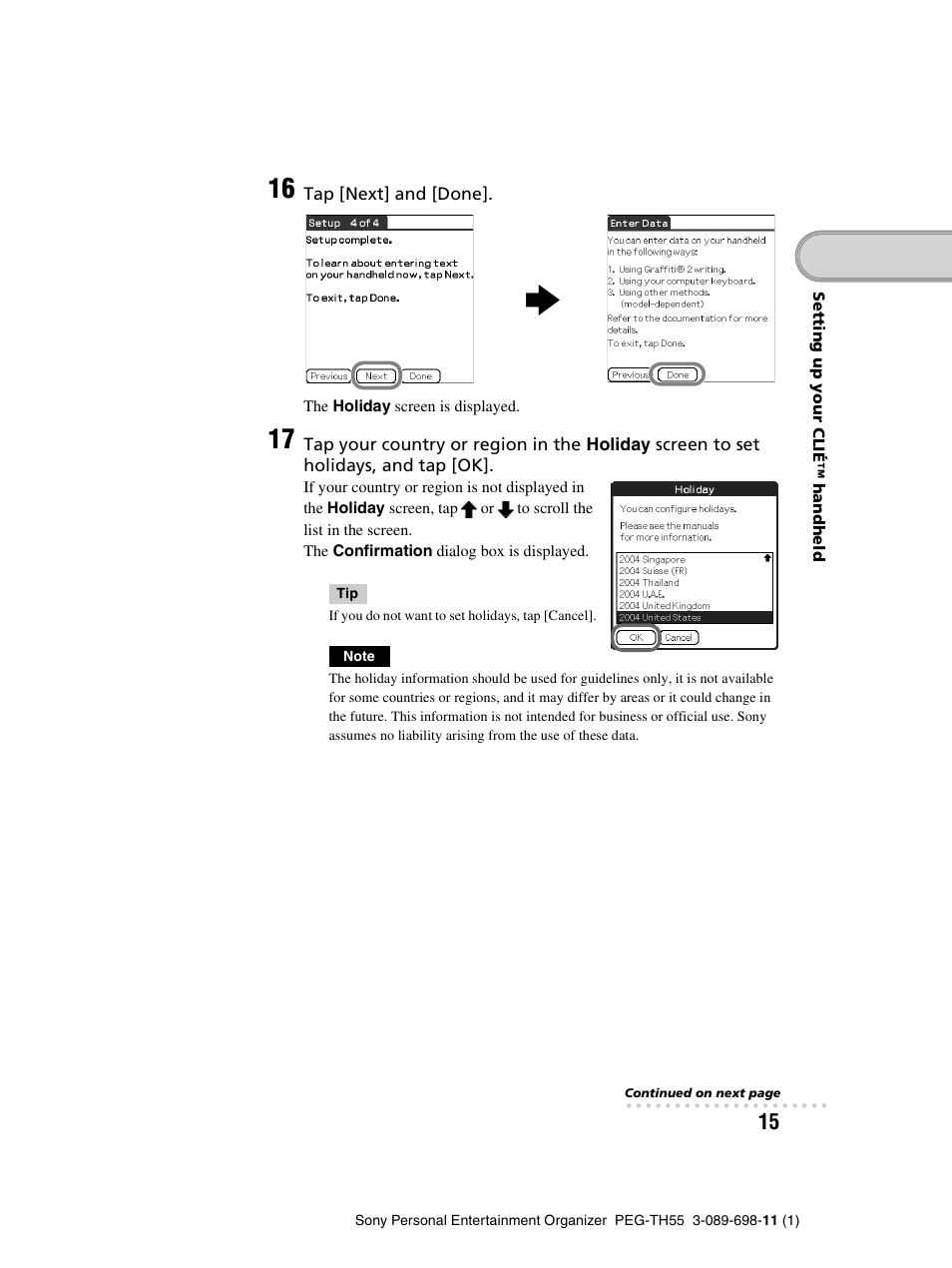 Sony PEG-TH55 User Manual | Page 15 / 104