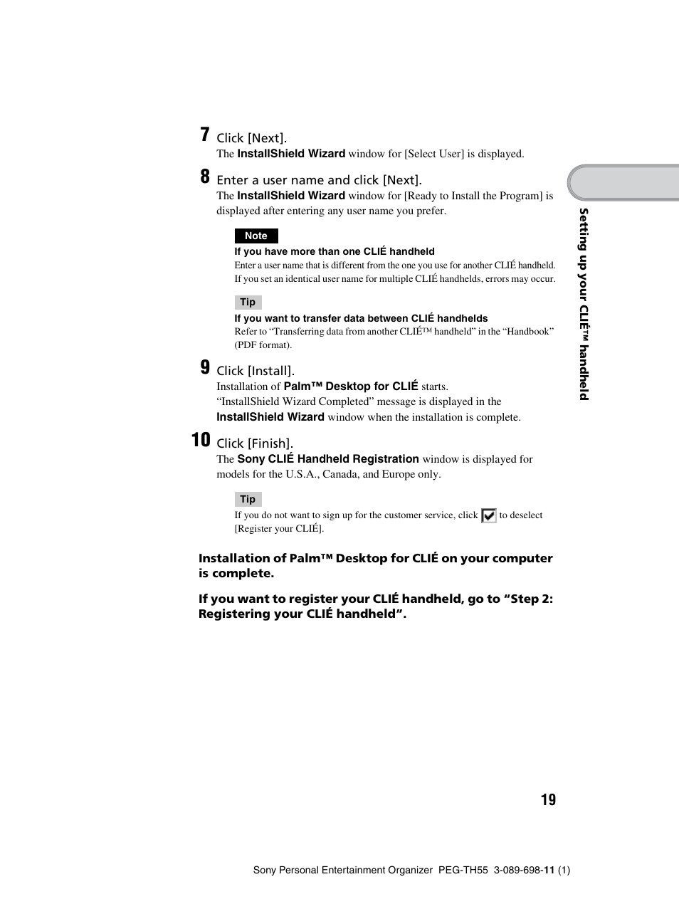 Sony PEG-TH55 User Manual | Page 19 / 104