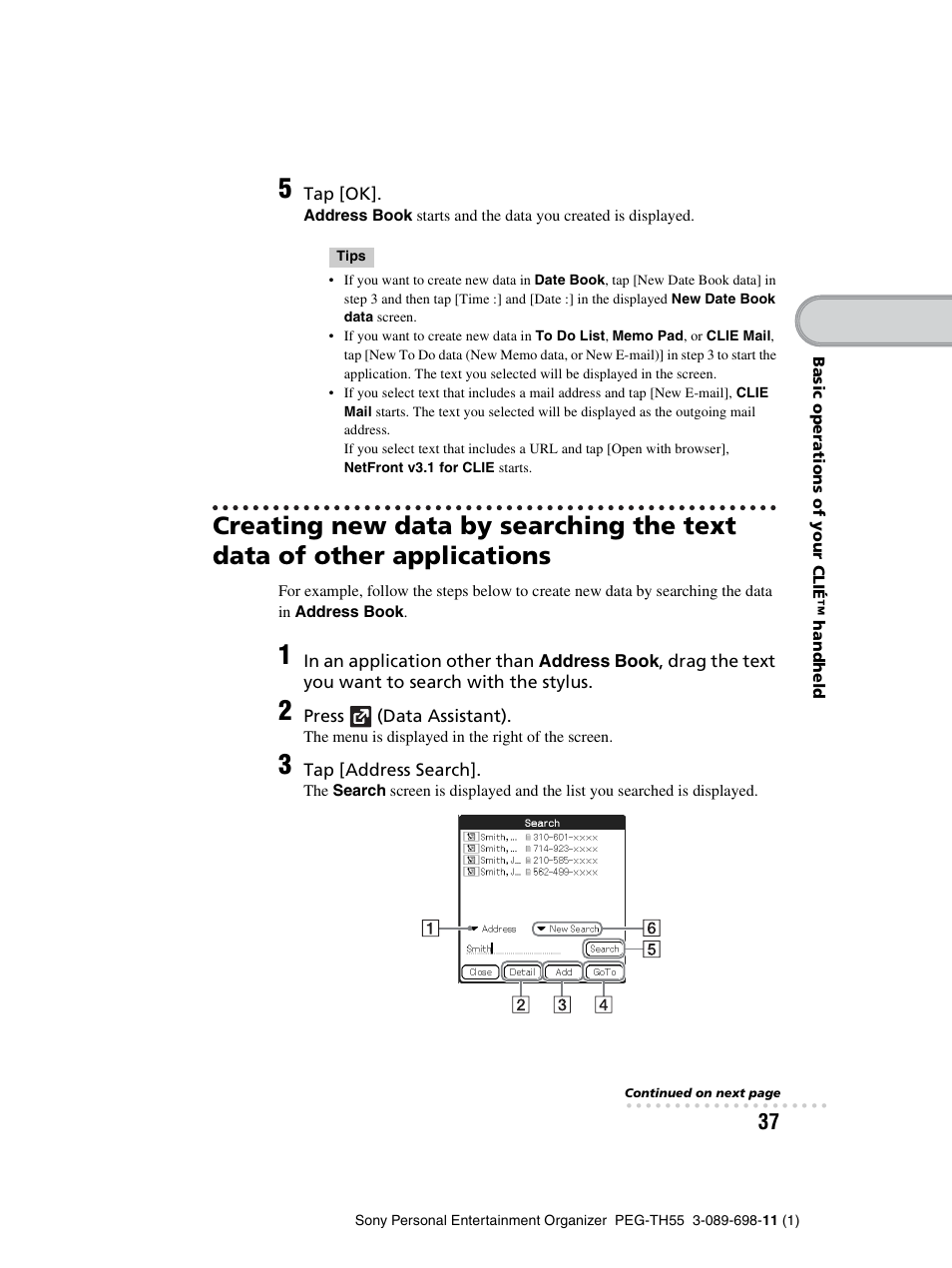 Sony PEG-TH55 User Manual | Page 37 / 104