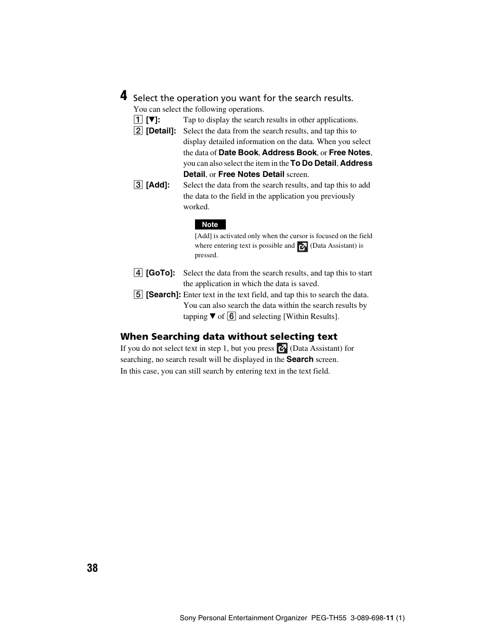 Sony PEG-TH55 User Manual | Page 38 / 104