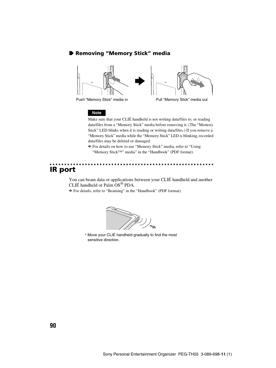 Ir port | Sony PEG-TH55 User Manual | Page 90 / 104