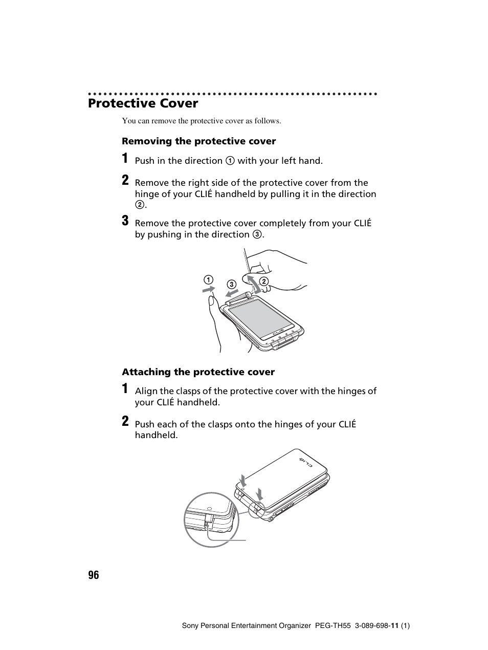 Protective cover | Sony PEG-TH55 User Manual | Page 96 / 104