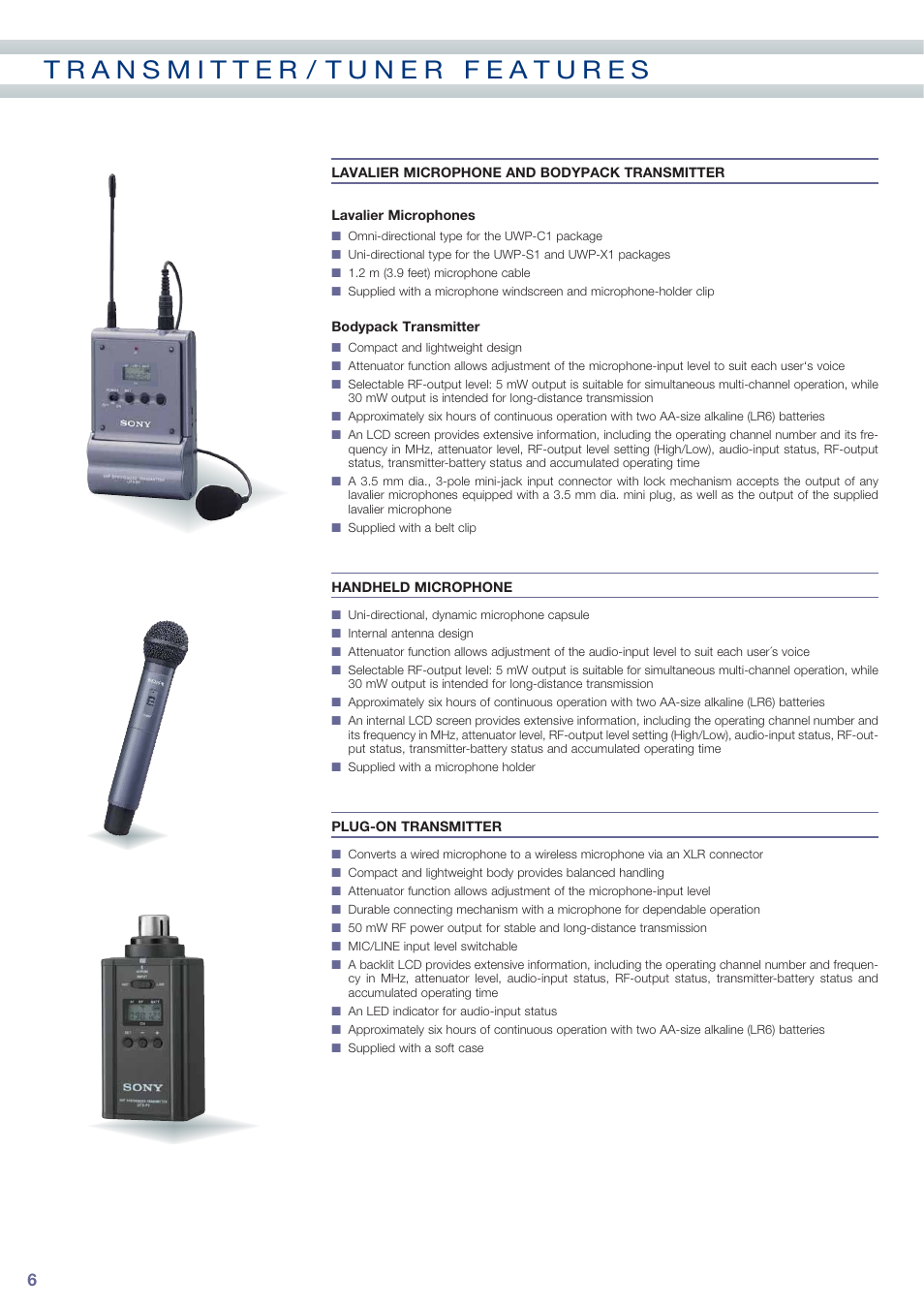 Sony UWP Series User Manual | Page 6 / 12