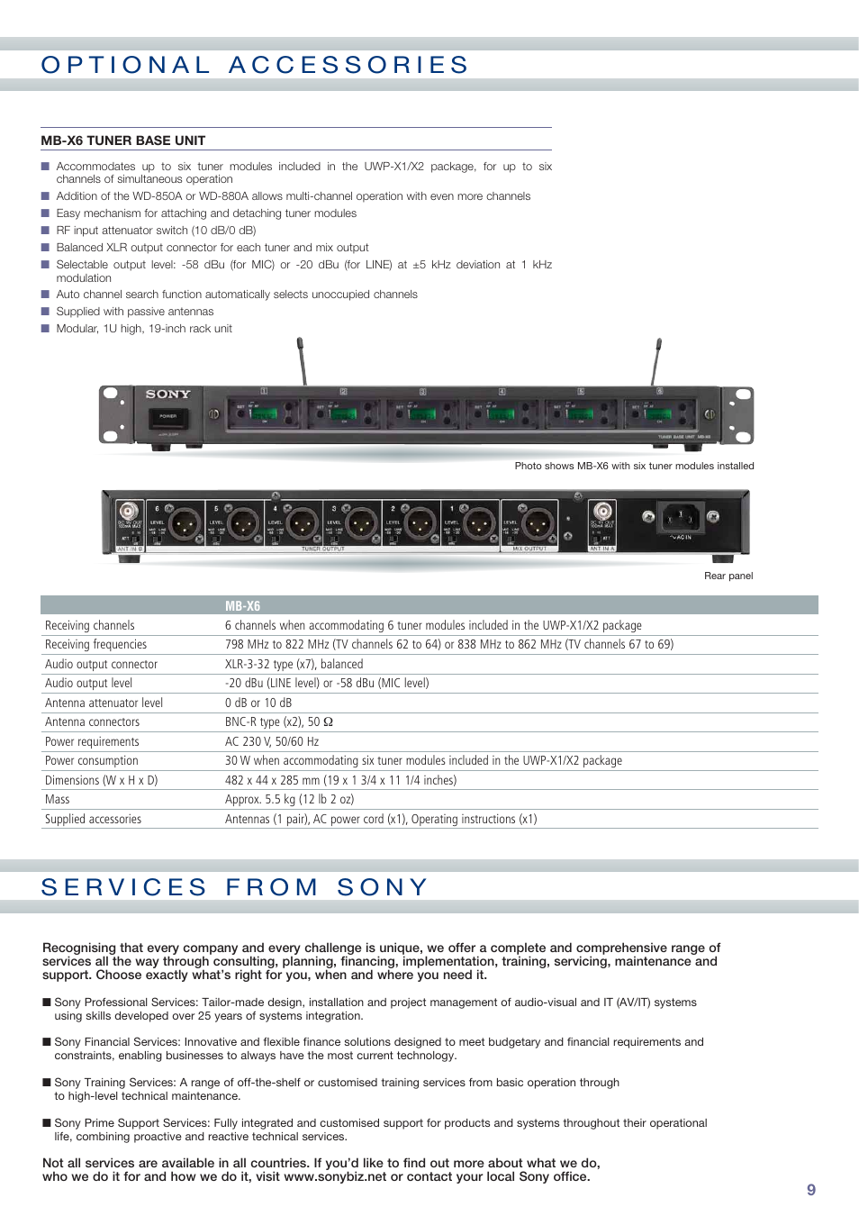 Sony UWP Series User Manual | Page 9 / 12