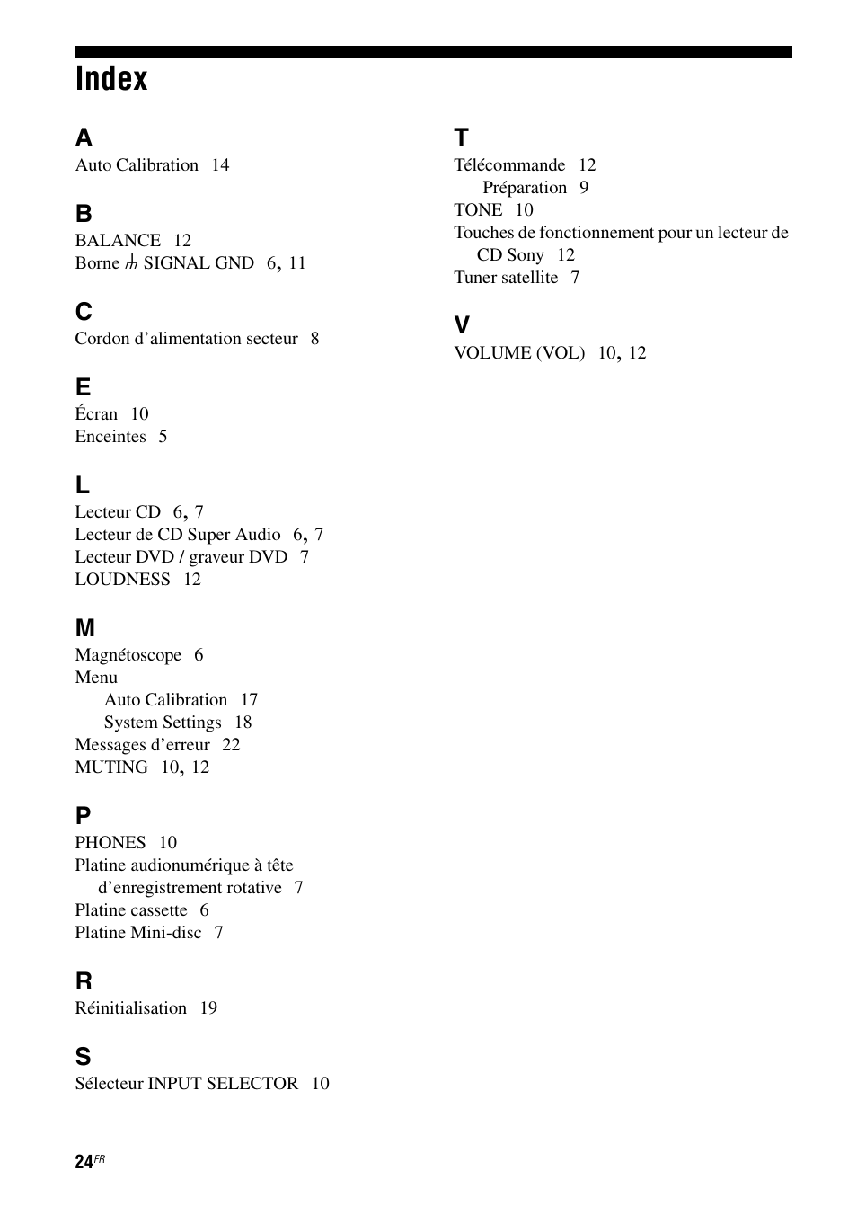 Index | Sony TA-F501ES User Manual | Page 46 / 96