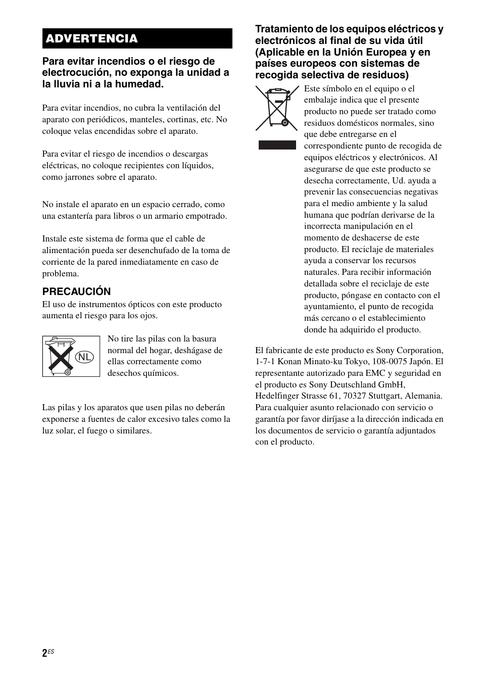 Advertencia | Sony TA-F501ES User Manual | Page 48 / 96