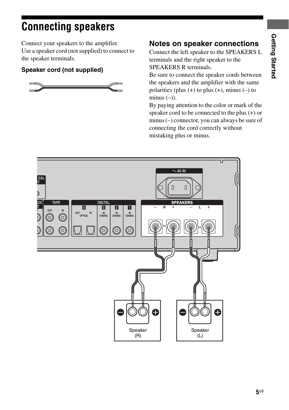Connecting speakers | Sony TA-F501ES User Manual | Page 5 / 96