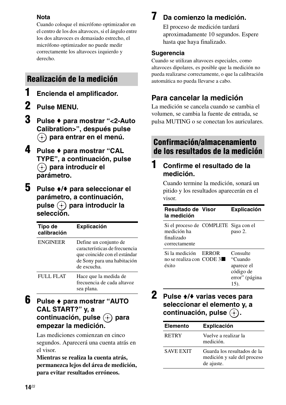 Realización de la medición | Sony TA-F501ES User Manual | Page 60 / 96