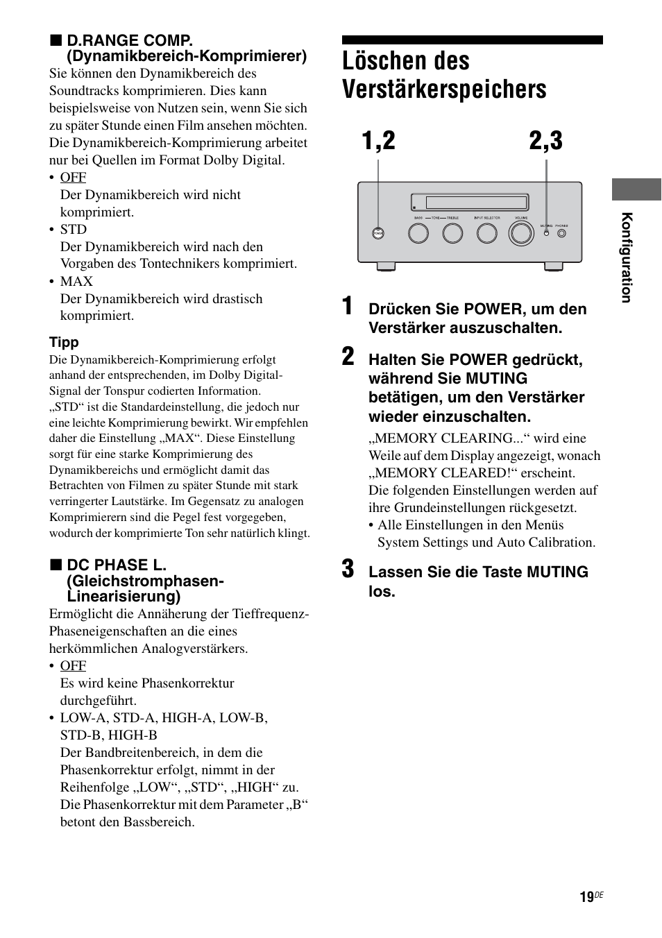 Löschen des verstärkerspeichers, Löschen des verstärkerspeichers 1 | Sony TA-F501ES User Manual | Page 87 / 96