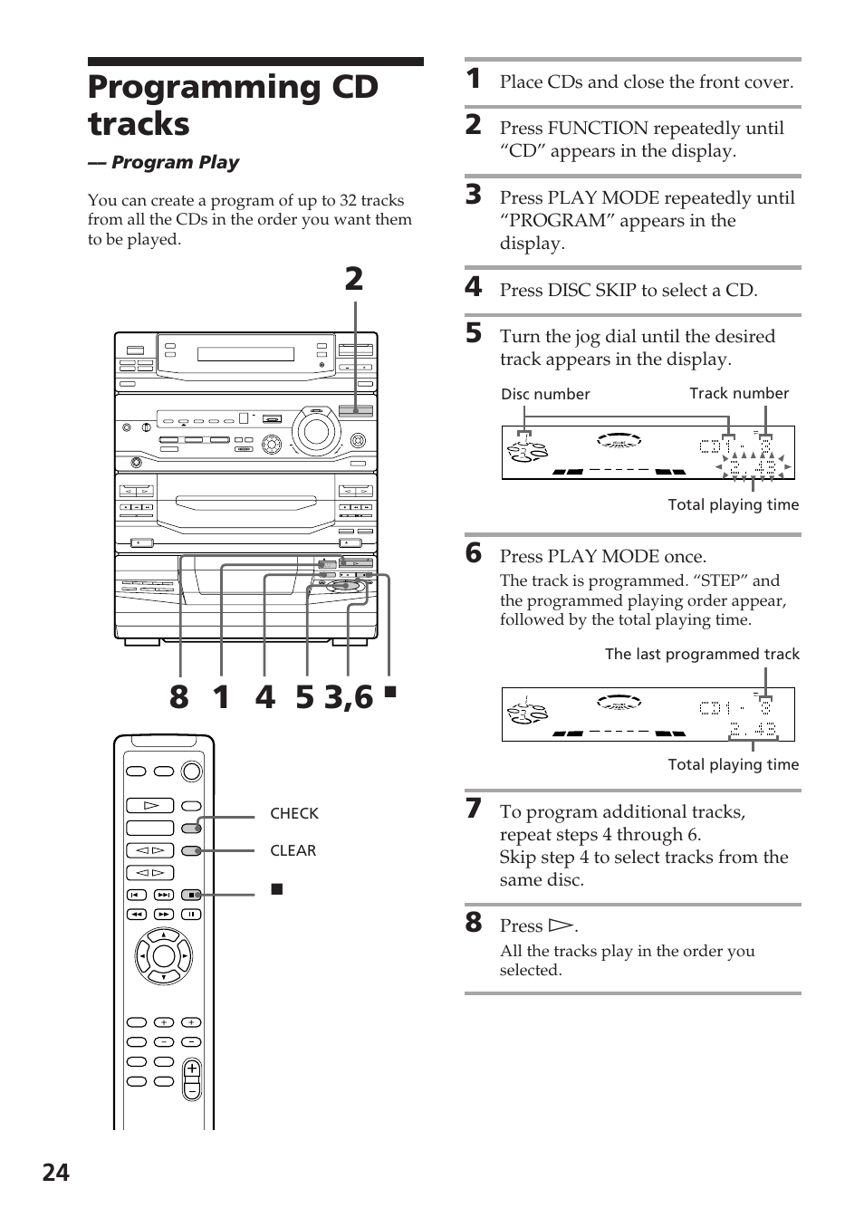 Programming cd tracks | Sony XB88AV User Manual | Page 24 / 52