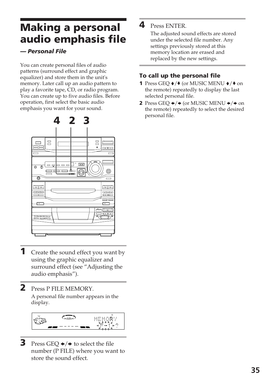 Making a personal audio emphasis file | Sony XB88AV User Manual | Page 35 / 52