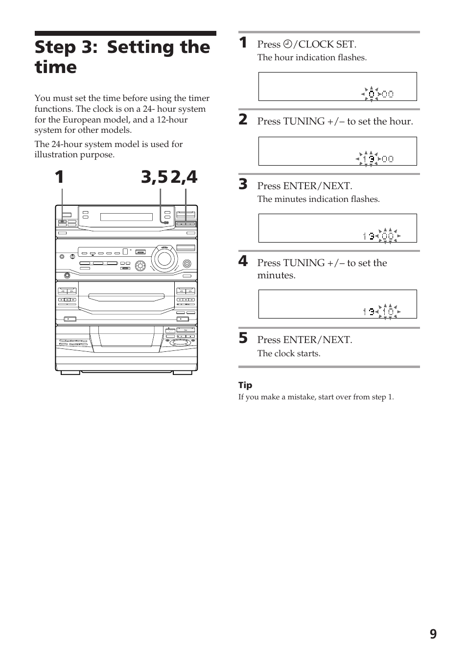 Step 3: setting the time | Sony XB88AV User Manual | Page 9 / 52