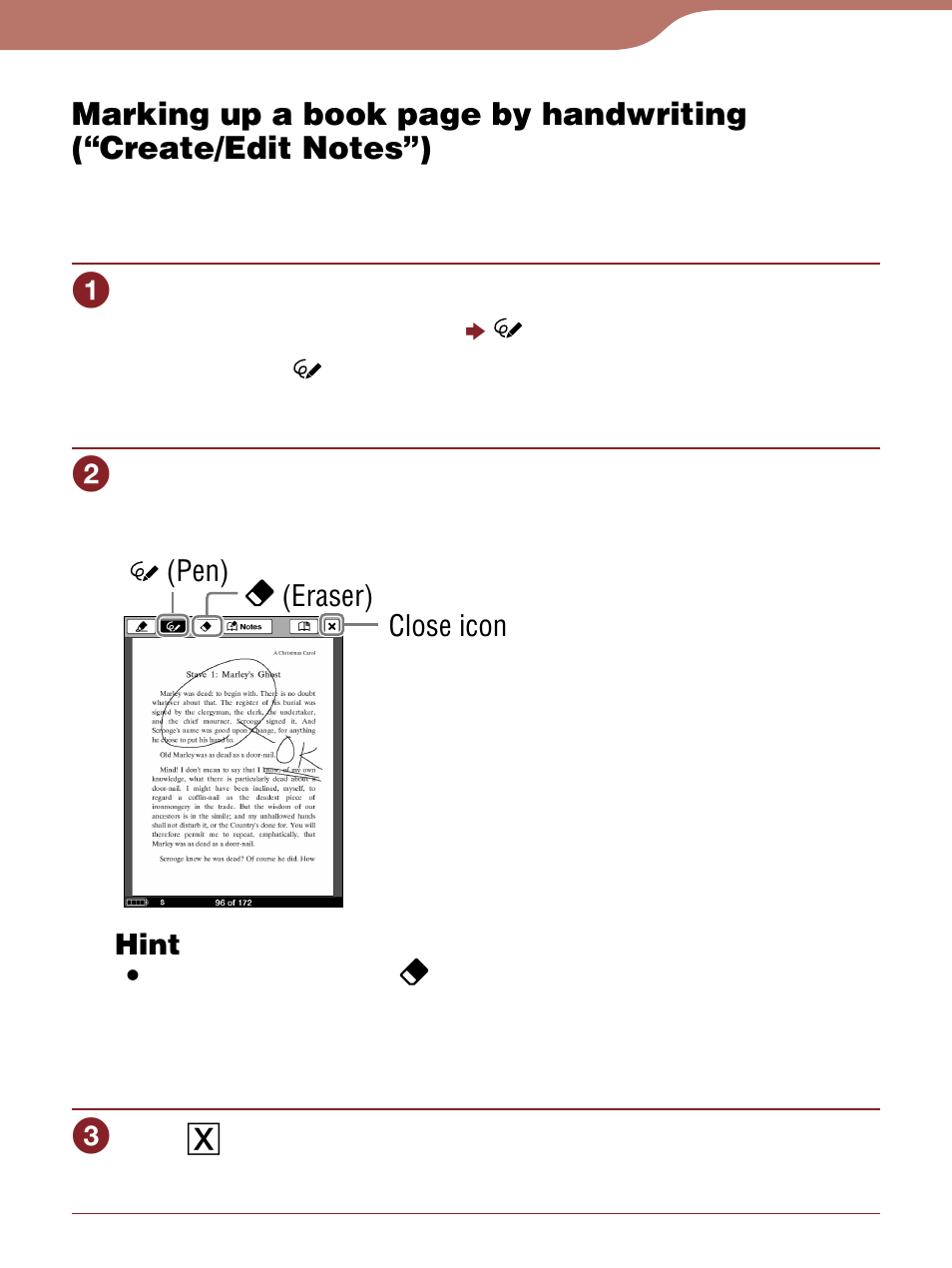 On the touch screen, Or highlights and, Er to | Or displa | Sony Reader 4-153-621-14(1) User Manual | Page 102 / 190