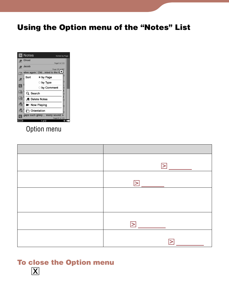 Using the option menu of the “notes” list, Yboard | Sony Reader 4-153-621-14(1) User Manual | Page 111 / 190