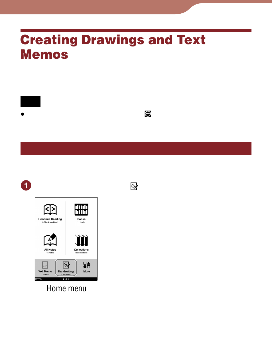 Creating drawings and text memos, Drawing by handwriting, List | Sony Reader 4-153-621-14(1) User Manual | Page 116 / 190