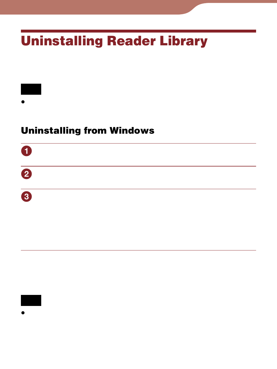 Uninstalling reader library, Uninstalling from windows | Sony Reader 4-153-621-14(1) User Manual | Page 166 / 190