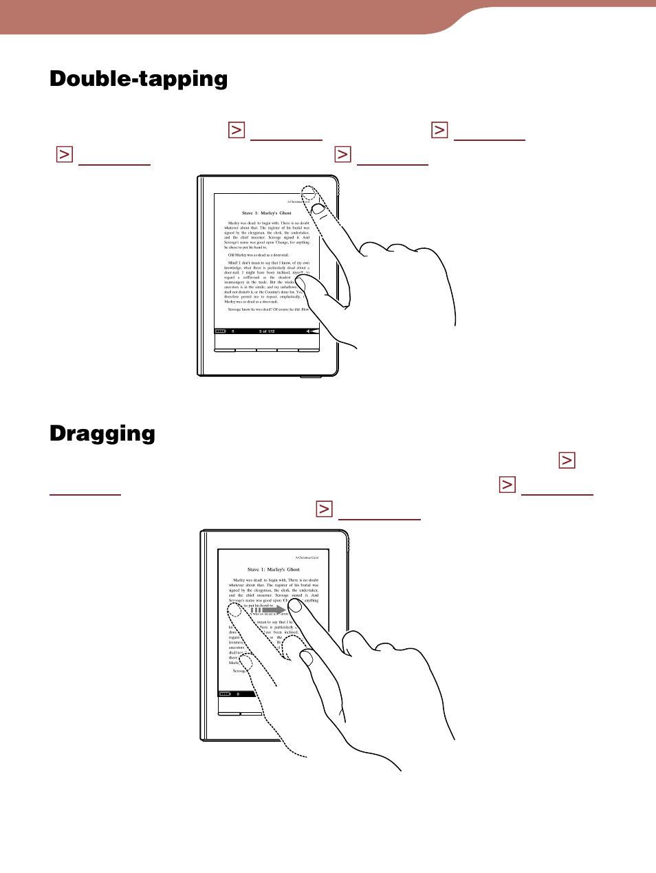 The touch screen | Sony Reader 4-153-621-14(1) User Manual | Page 19 / 190