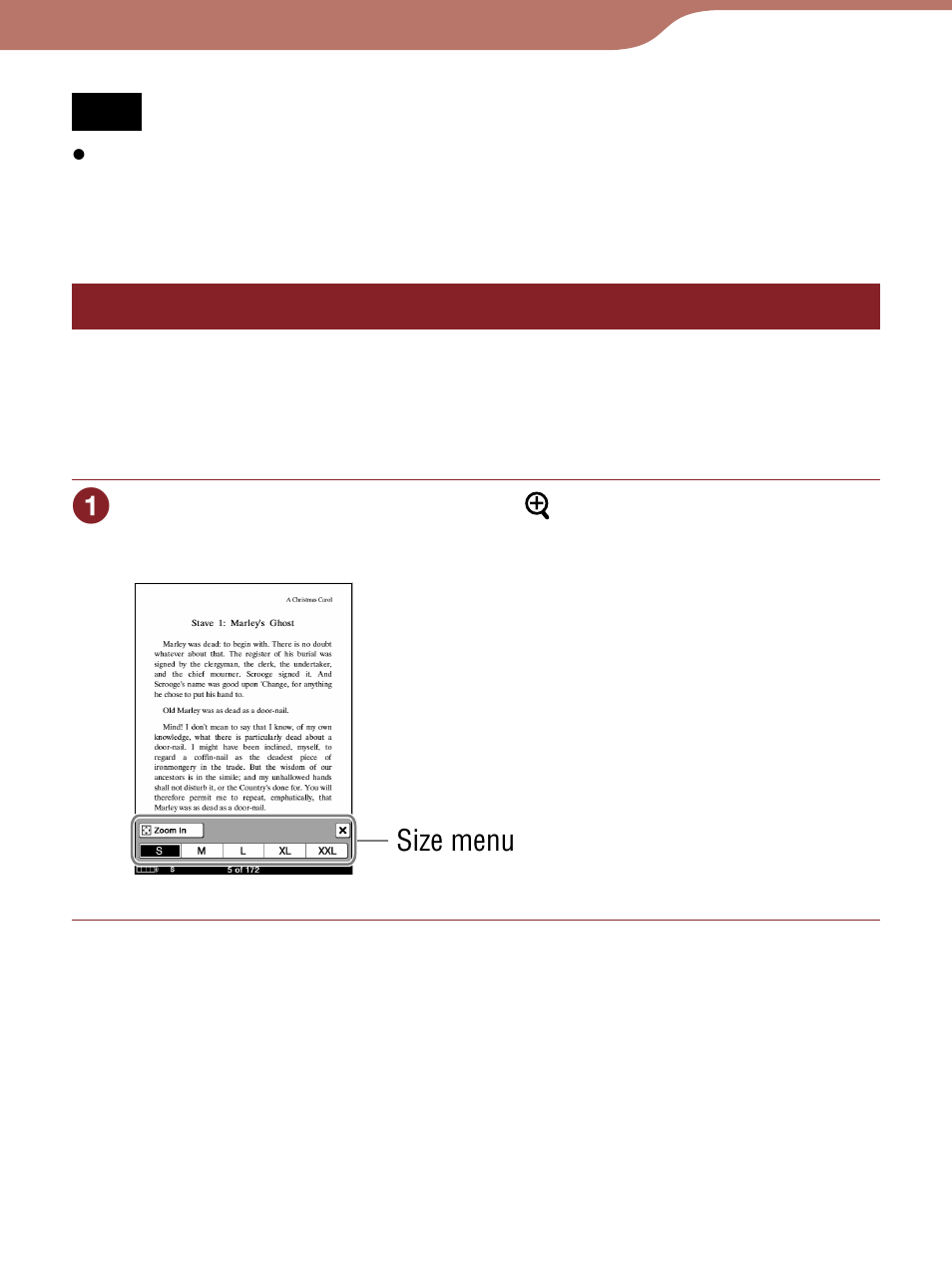 Adjusting the text size | Sony Reader 4-153-621-14(1) User Manual | Page 79 / 190