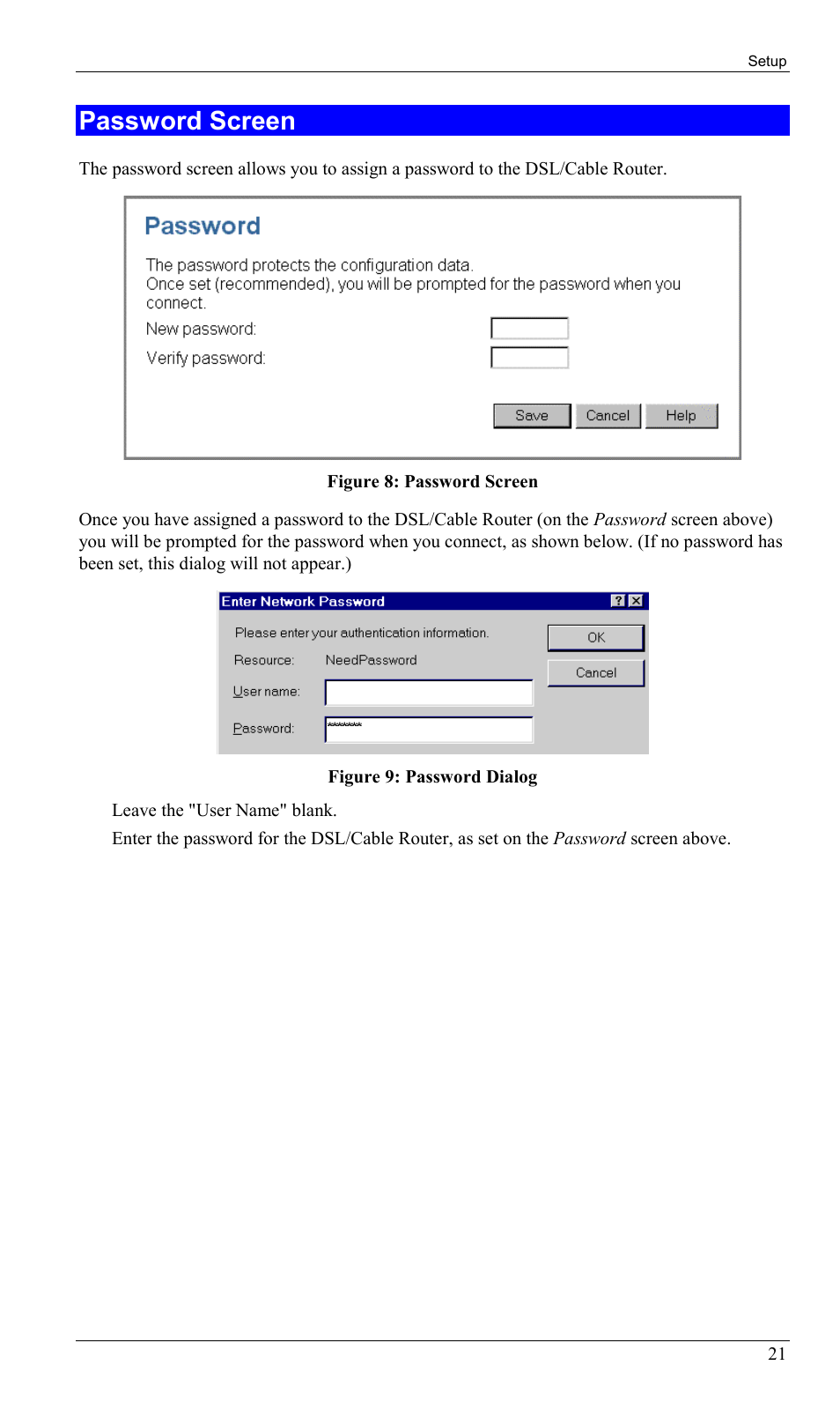 Password screen | Sony SS2624 User Manual | Page 24 / 91