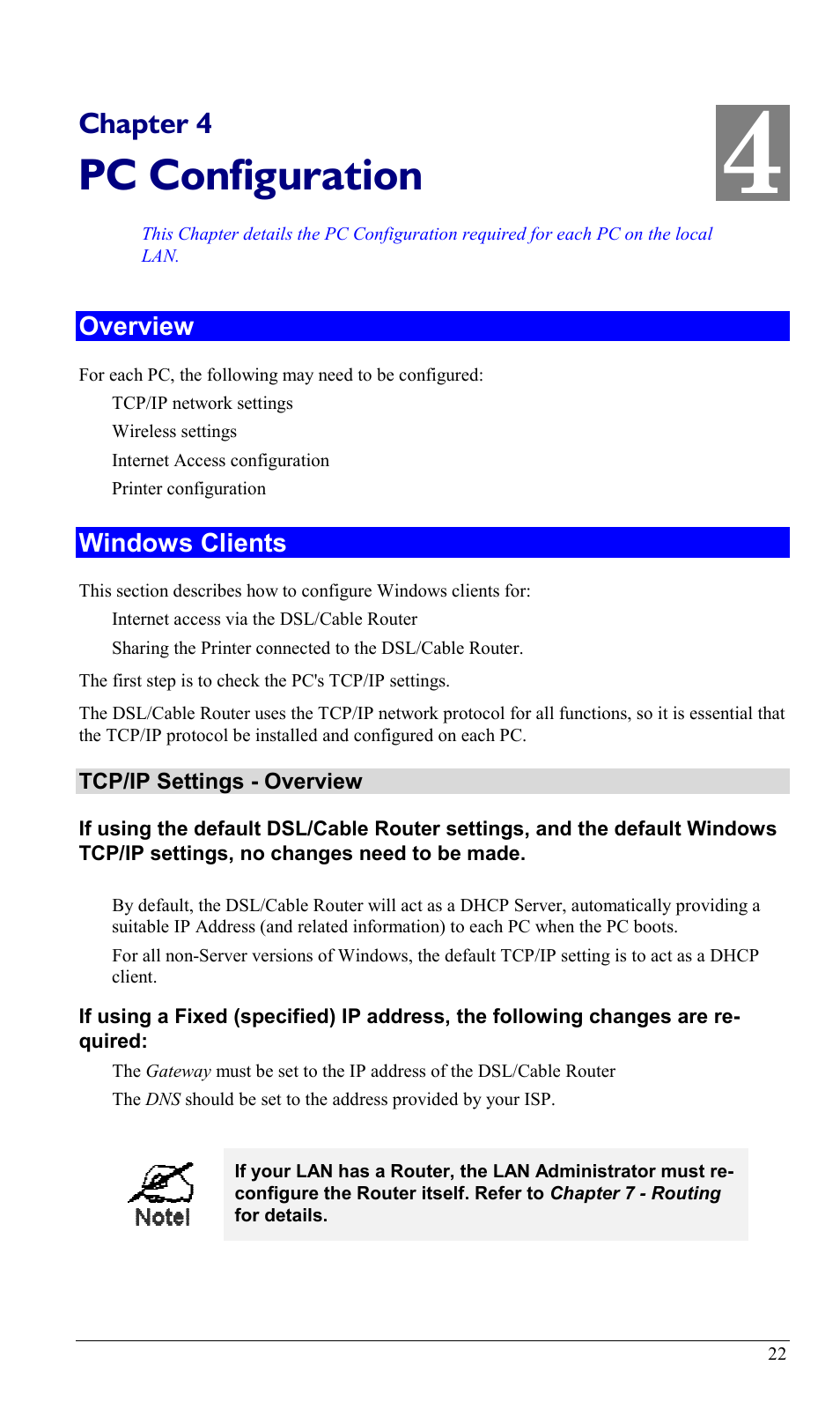 Chapter 4 pc configuration, Overview, Windows clients | Overview windows clients, Pc configuration, Chapter 4 | Sony SS2624 User Manual | Page 25 / 91
