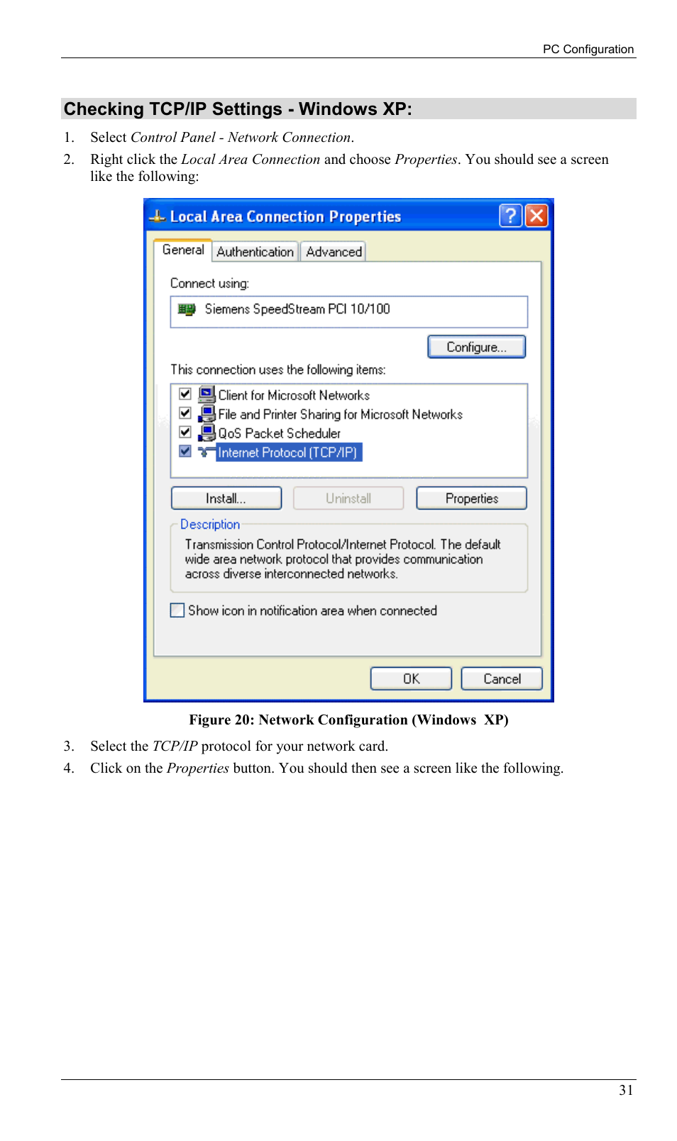Checking tcp/ip settings - windows xp | Sony SS2624 User Manual | Page 34 / 91