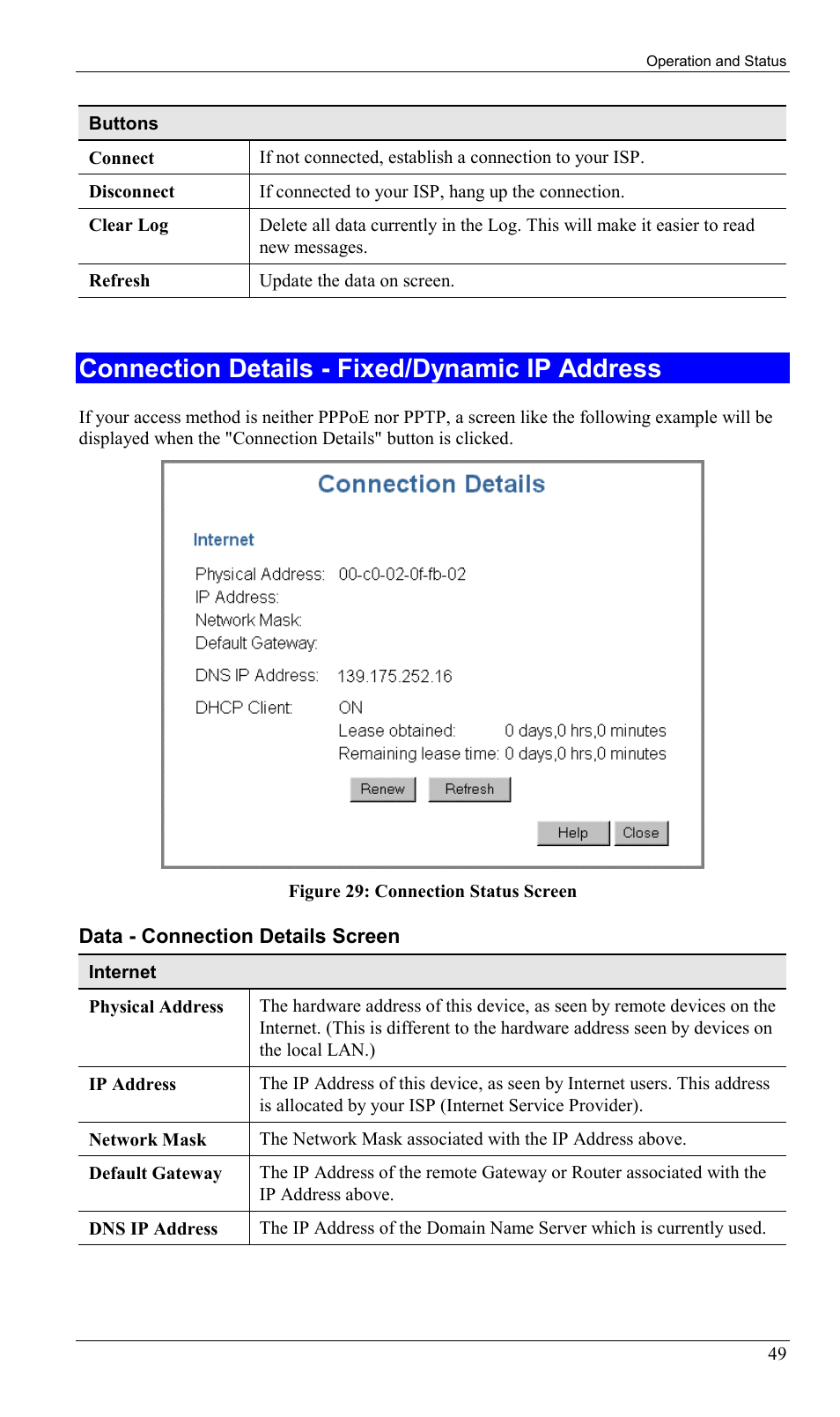 Connection details - fixed/dynamic ip address | Sony SS2624 User Manual | Page 52 / 91