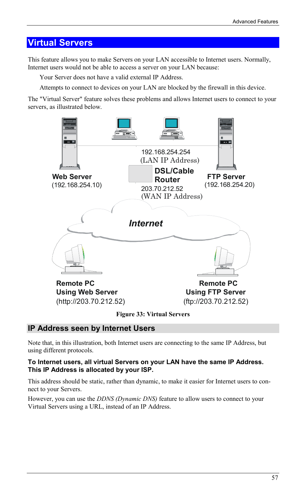 Virtual servers, Internet | Sony SS2624 User Manual | Page 60 / 91