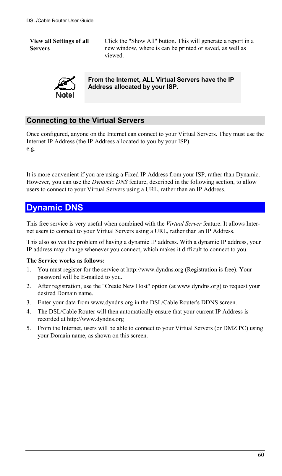 Dynamic dns, Connecting to the virtual servers | Sony SS2624 User Manual | Page 63 / 91