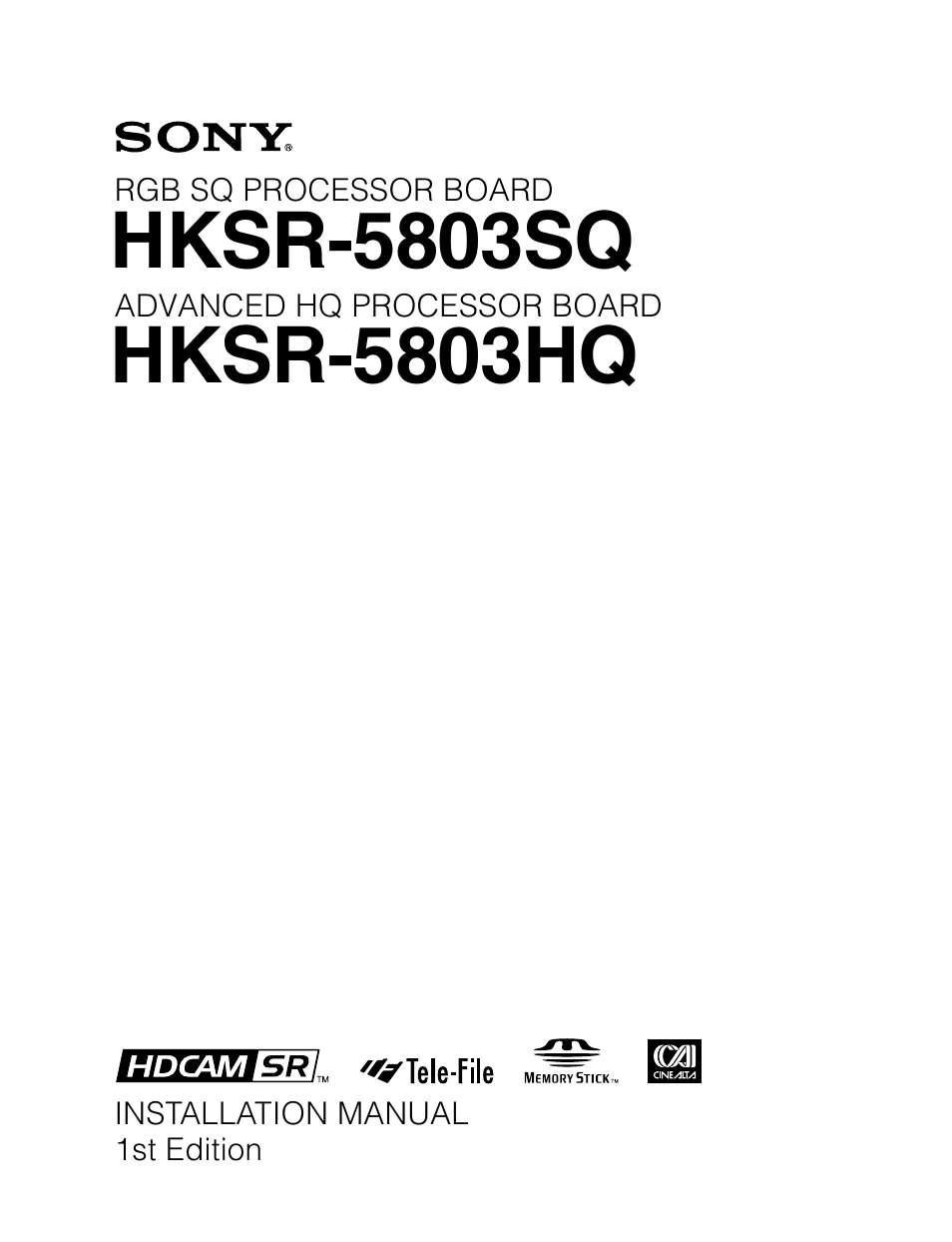 Sony HKSR-5803SQ User Manual | 8 pages