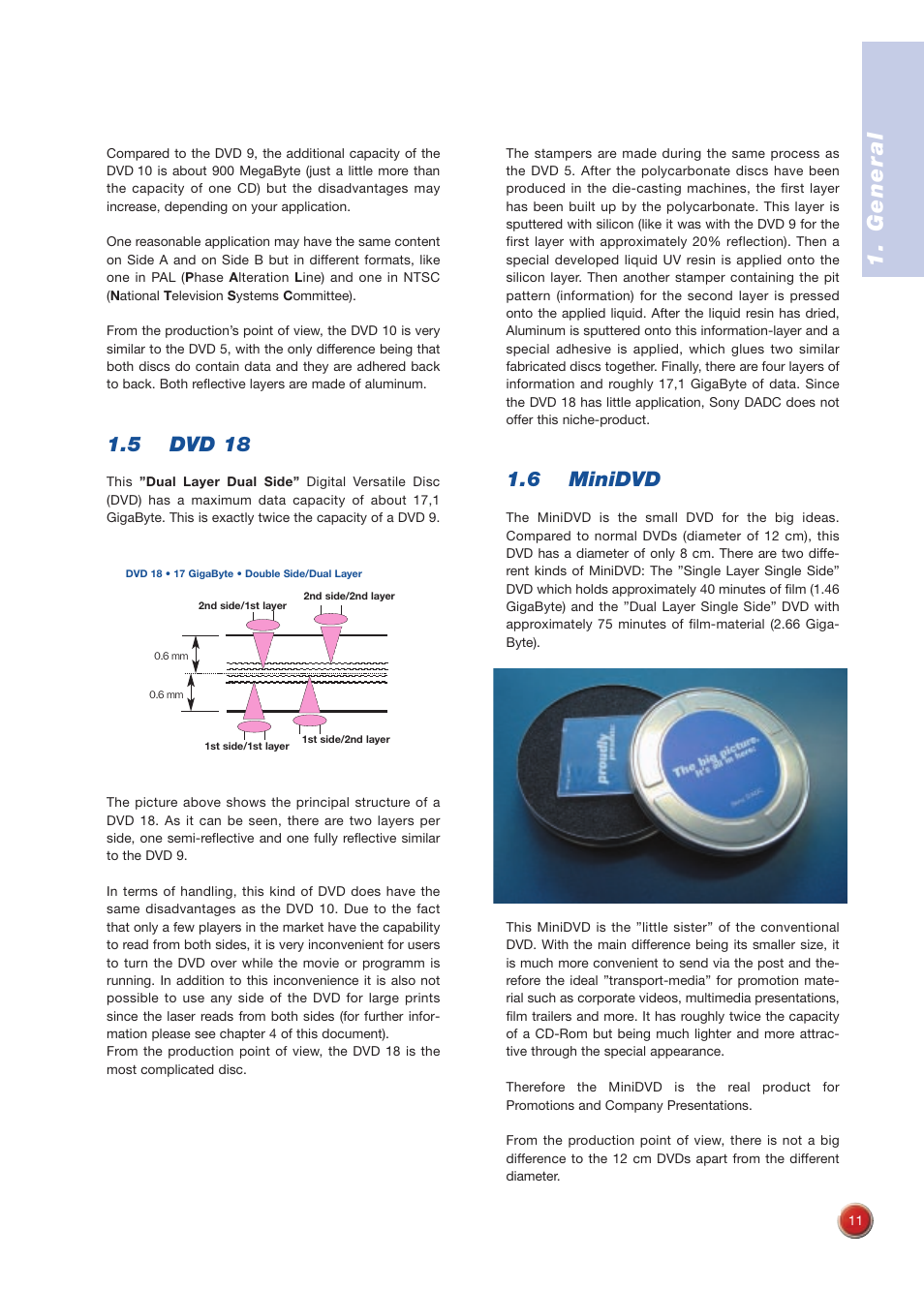 General, 5 dvd 18, 6 minidvd | Sony DVD Rom/DVD Video User Manual | Page 11 / 54