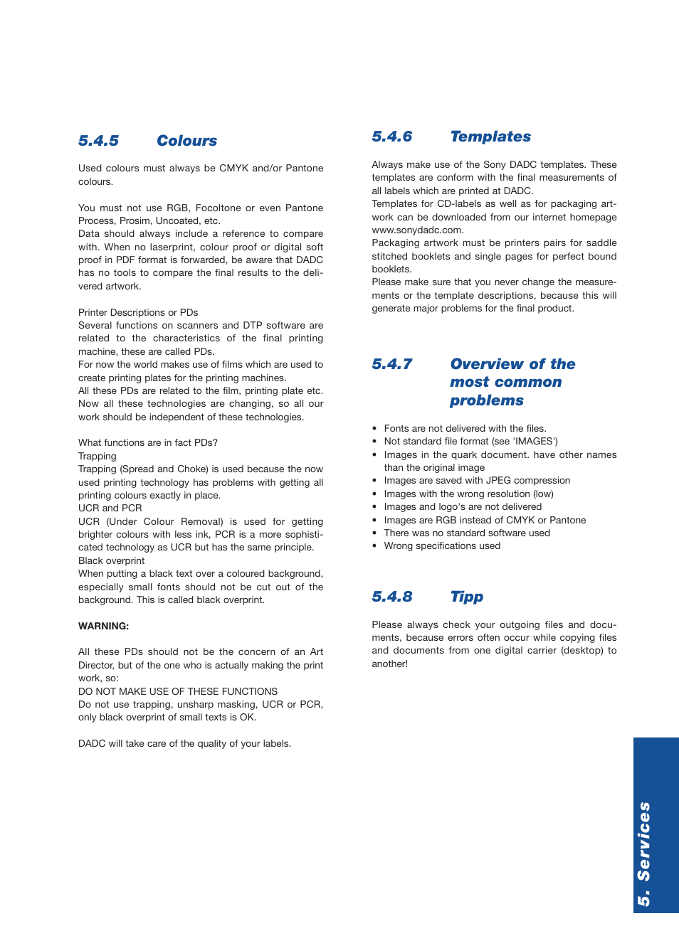 Ser vices, 5 colours, 6 templates | 7 overview of the most common problems, 8 tipp | Sony DVD Rom/DVD Video User Manual | Page 35 / 54