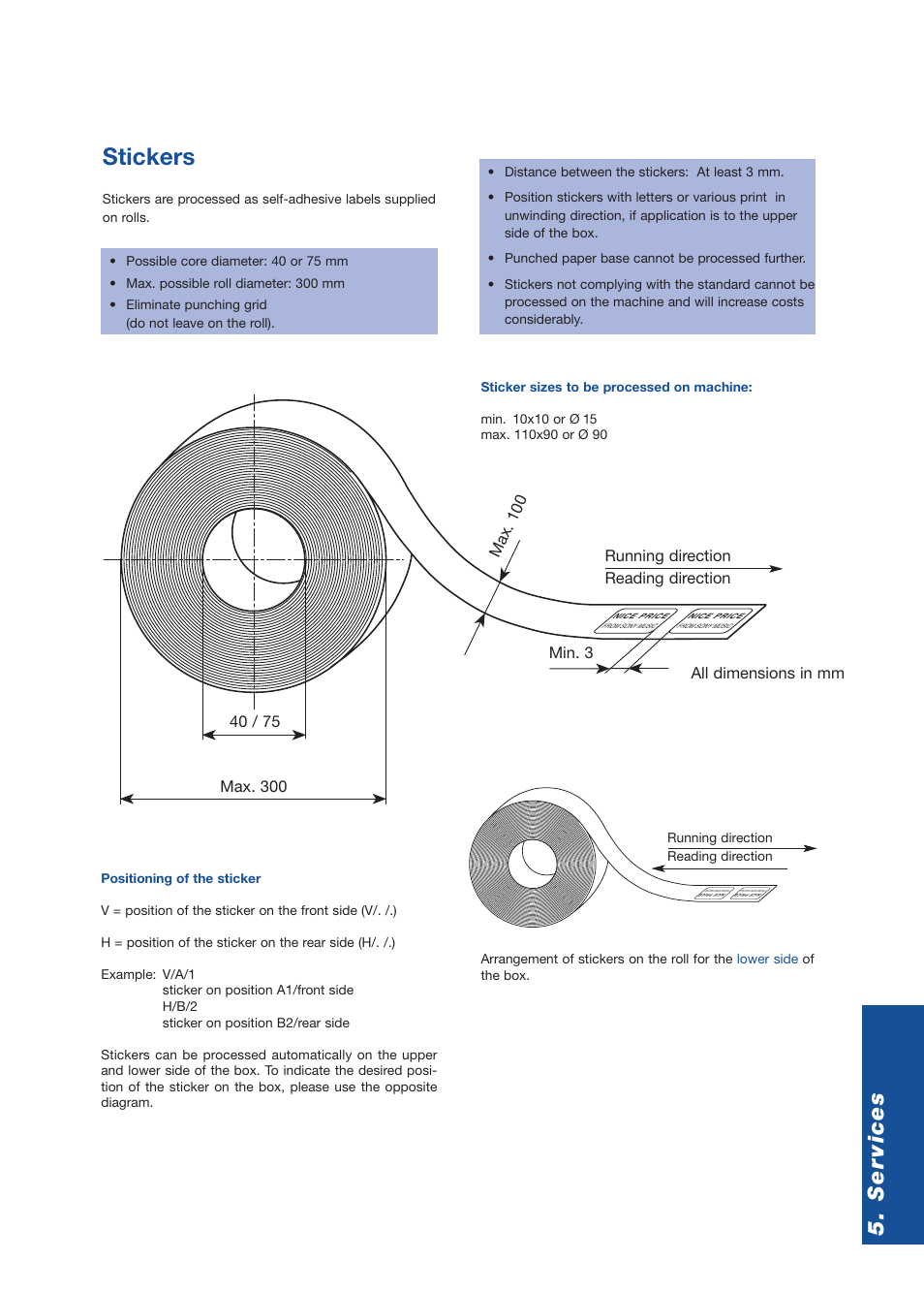 Stickers, Ser vices | Sony DVD Rom/DVD Video User Manual | Page 45 / 54