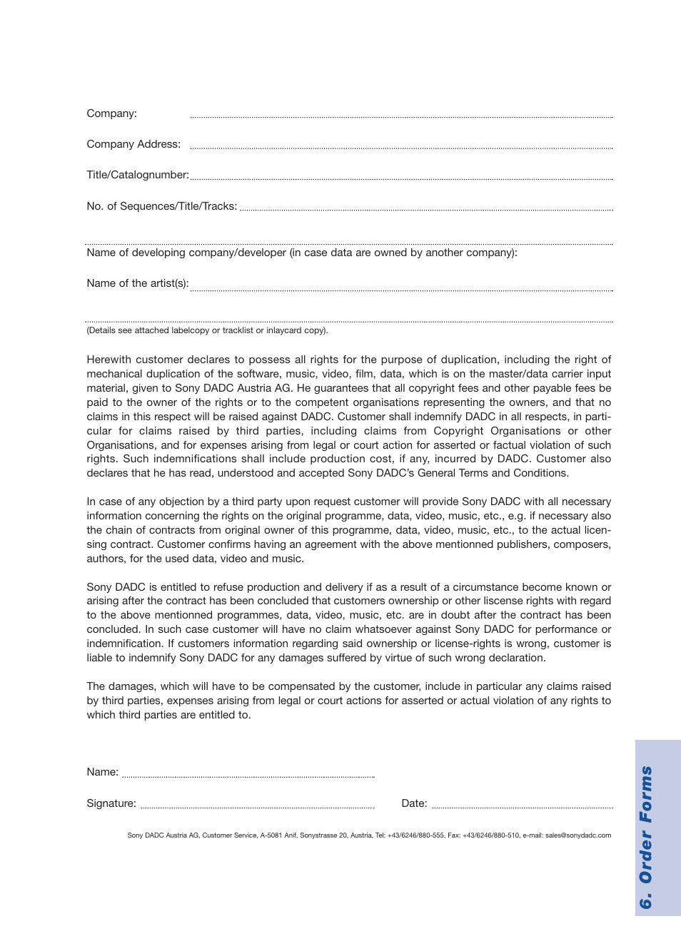 Order forms | Sony DVD Rom/DVD Video User Manual | Page 51 / 54