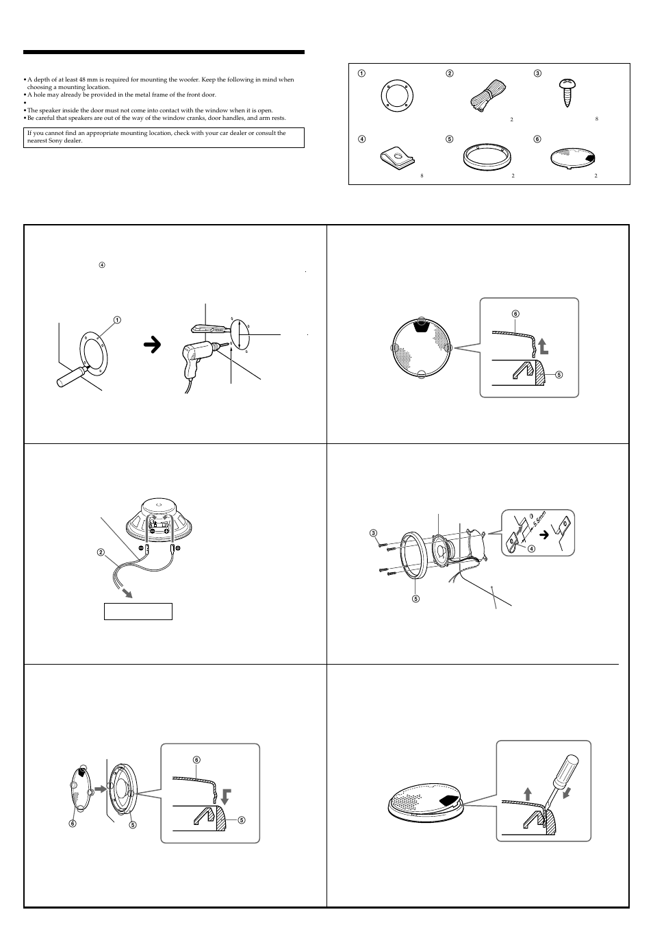 Mounting, Before mounting | Sony XS-F1320SL User Manual | Page 2 / 2