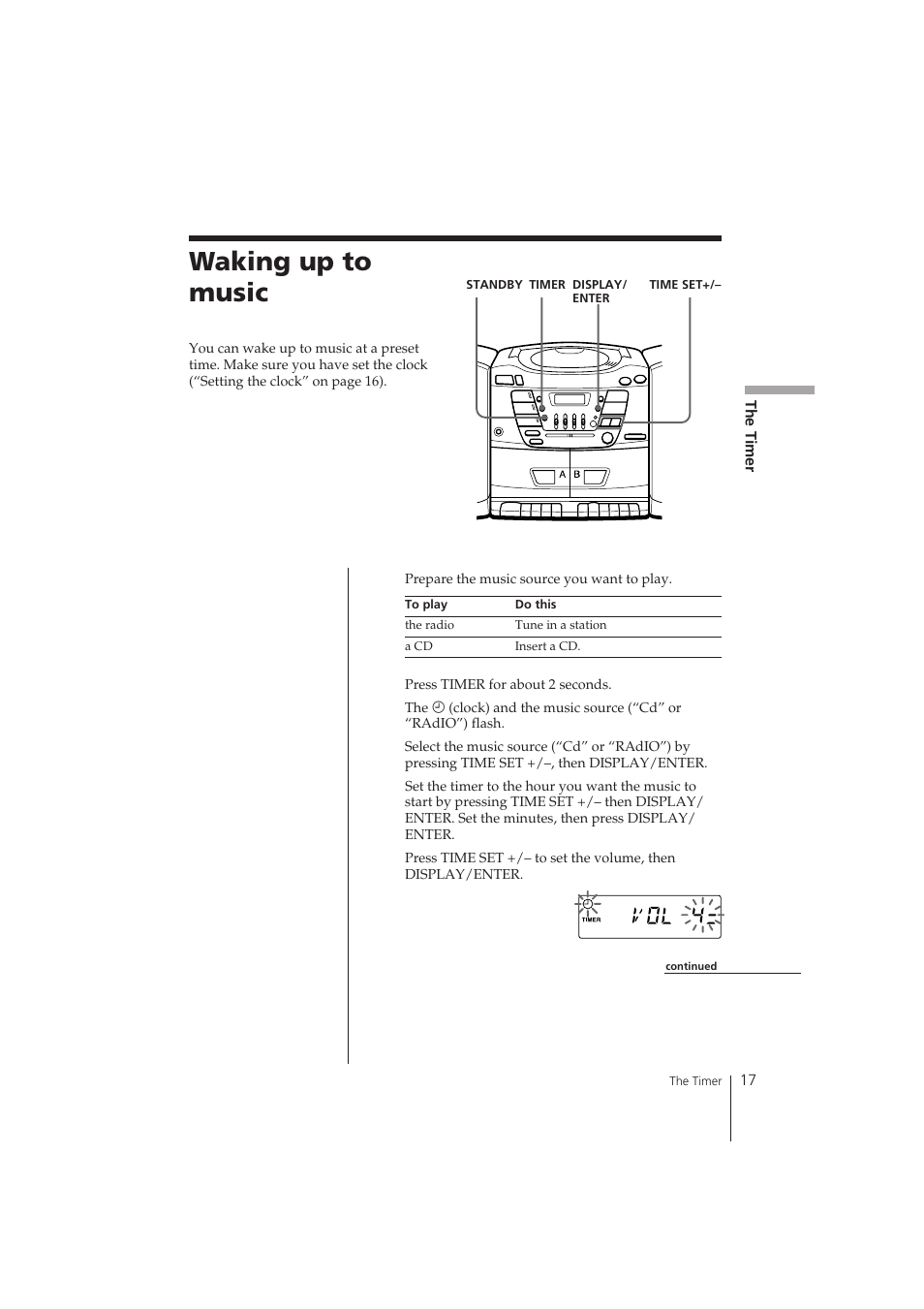 Waking up to music | Sony CFD-ZW150 User Manual | Page 17 / 32