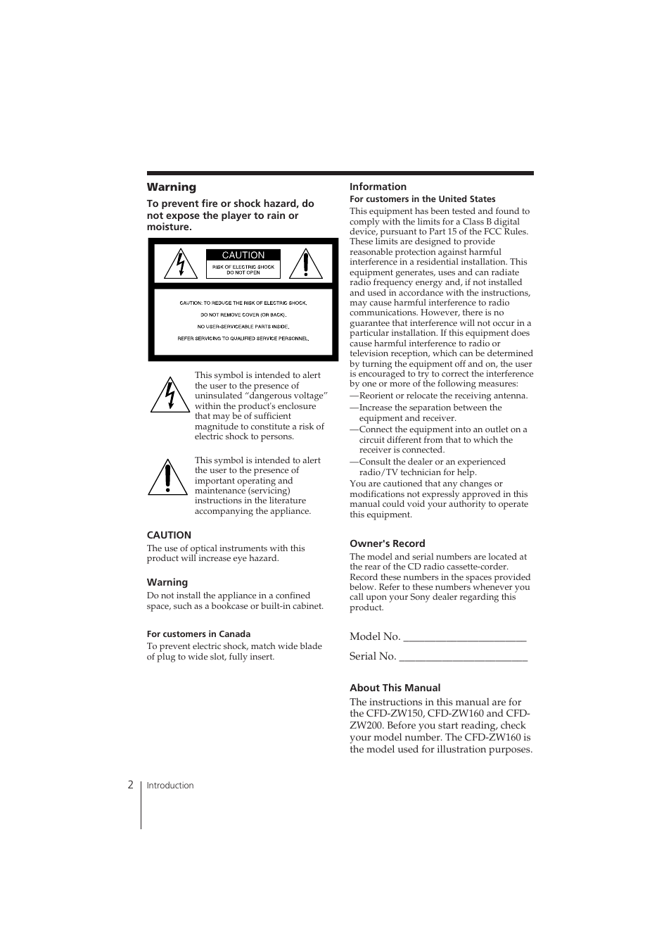 Sony CFD-ZW150 User Manual | Page 2 / 32