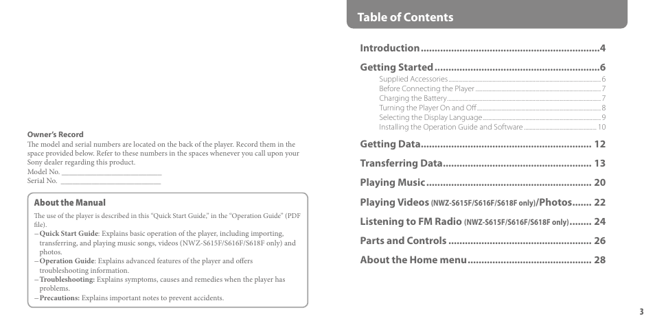 Sony NWZ-S615F User Manual | Page 2 / 16