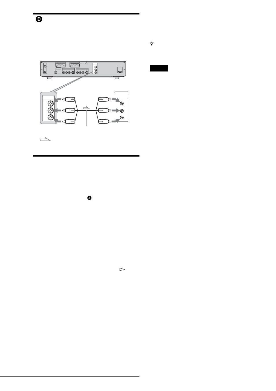 Cks (18), Dconnecting to component video input jacks (y, c, Step 3: connecting the video cords | Easylink, Cinemalink, Q-link, Euro view link, Or t-v link | Sony RDR-GX3 User Manual | Page 18 / 100