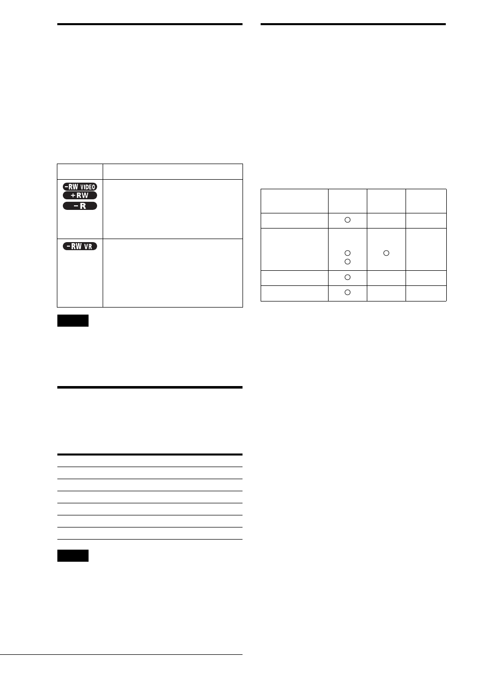 About recording formats, Recording mode, Unrecordable pictures | Tton (36), Differences between the disc types, About pictures with copy control signals | Sony RDR-GX3 User Manual | Page 36 / 100